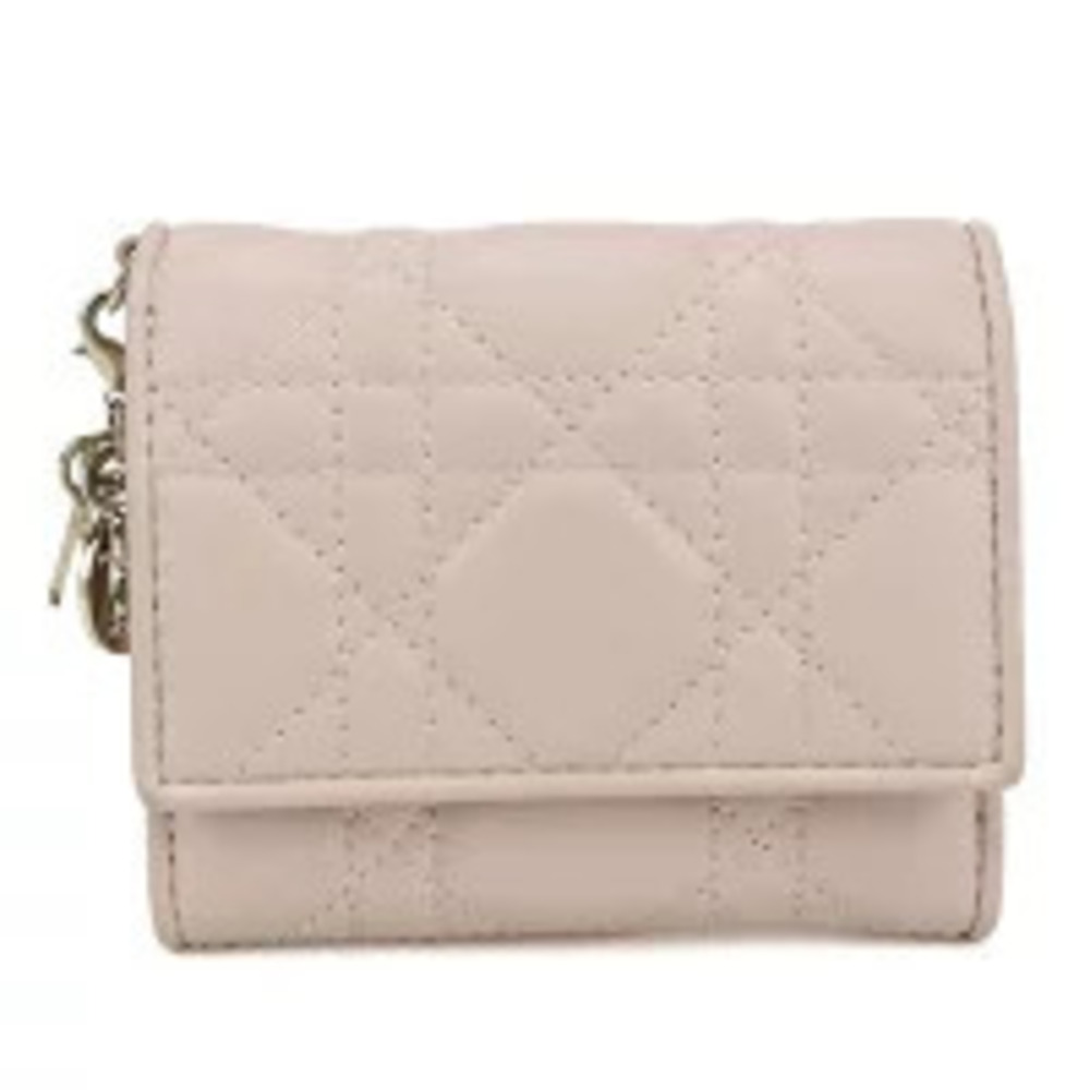 Christian Dior Tri fold Wallet Compact Lady Lotus Pink